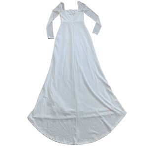 Lulus Wedding Dress Womens XS White Gown Long Sleeve Mesh Bridal A-Line Train